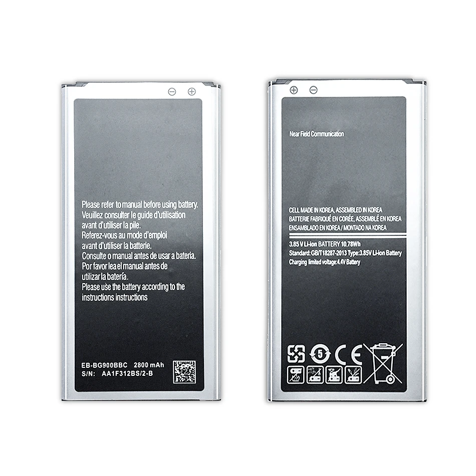 

For Samsung S5 Battery For Galaxy S 5 SM G900 G900S G900I G900F G900H 2800mAh EB-BG900BBE Replacement Battery EB BG900BBE