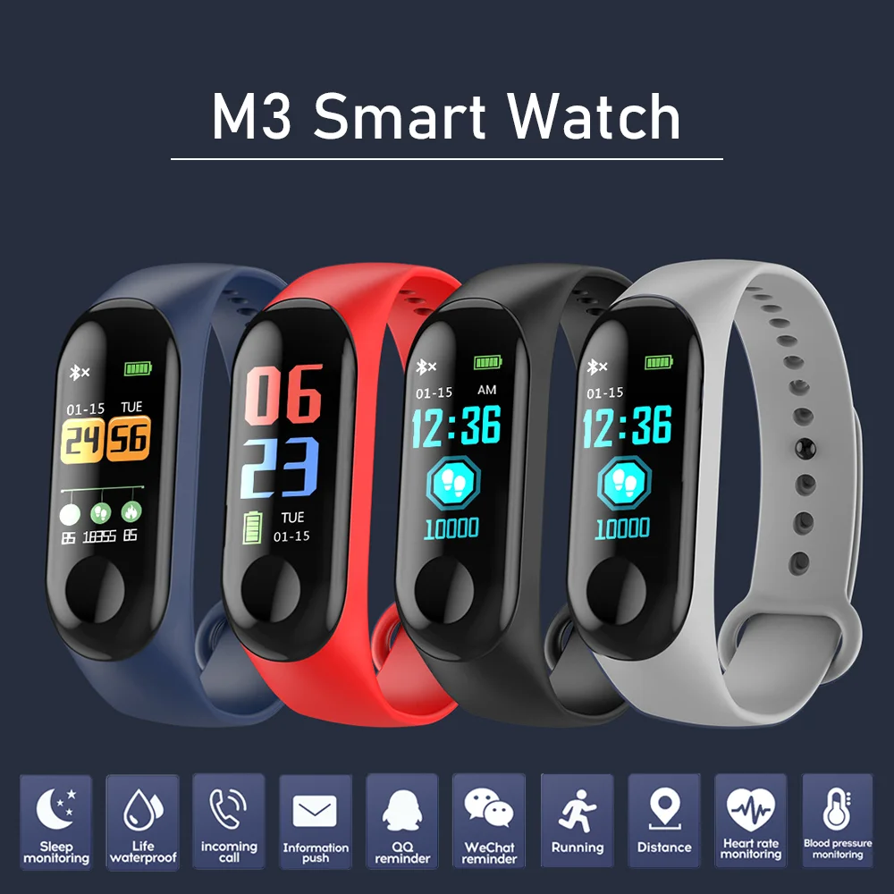 Wristwatch Fitness M3 Smart Watch Band For Women Men Fitness Tracker Heart Rate Blood Pressure Monitor Sport Bracelet Smartwatch
Wristwatch Fitness M3 Smart Watch Band For Women Men Fitness Tracker Heart Rate Blood Pressure Monitor Sport Bracelet Smartwatch
