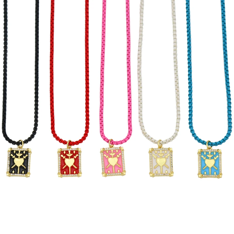 Enamel Sword Heart Geometric Necklace Pendant Square for Man Paved CZ Colorful Clavicle Chain Necklace Bohemian Jewelry arcoíris
Enamel Sword Heart Geometric Necklace Pendant Square for Man Paved CZ Colorful Clavicle Chain Necklace Bohemian Jewelry arcoíris