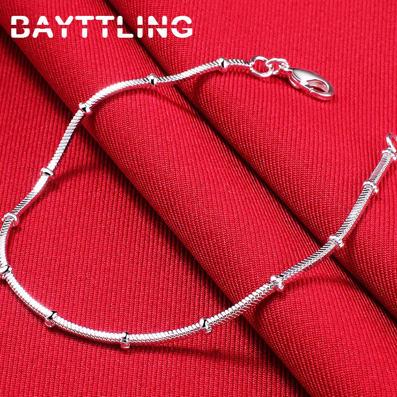 BAYTTLING Silver Color 8 Inch Snake Chain Bead Bracelet For Woman Fashion Wedding Party Gift Charm Jewelry
BAYTTLING Silver Color 8 Inch Snake Chain Bead Bracelet For Woman Fashion Wedding Party Gift Charm Jewelry