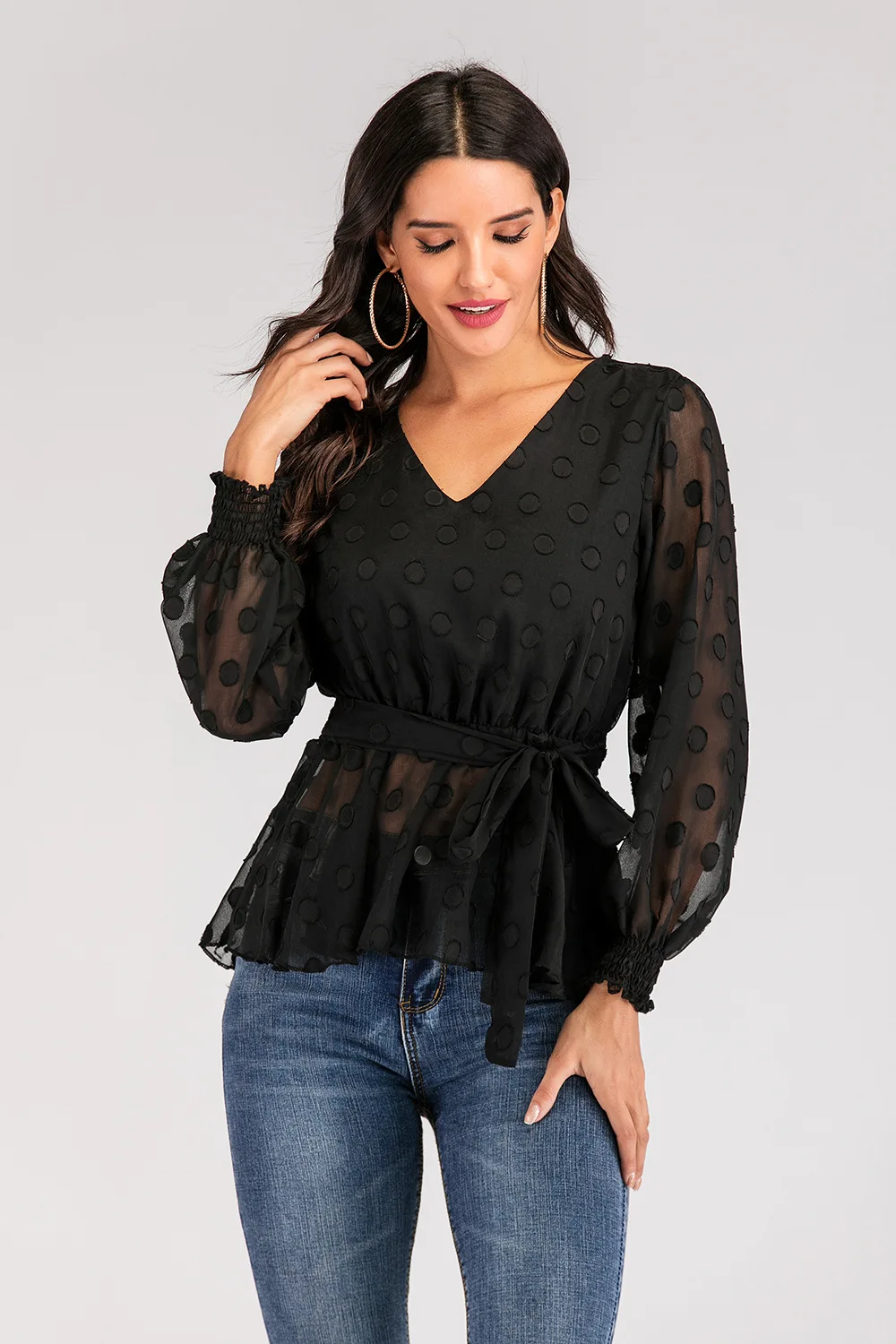 Women New Summer V-neck Solid Color Shirts Office Lady Work Tops Black Lace Up Lantern Long Sleeve Chiffon Blouses
Women New Summer V-neck Solid Color Shirts Office Lady Work Tops Black Lace Up Lantern Long Sleeve Chiffon Blouses