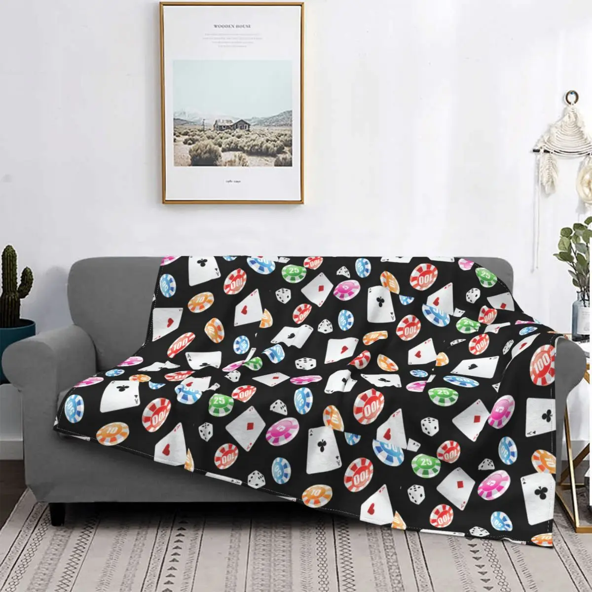 

Casino Games Accessories Pattern Blankets Fleece Decoration Ultra-Soft Throw Blankets for Bedding Bedroom Plush Thin Quilt