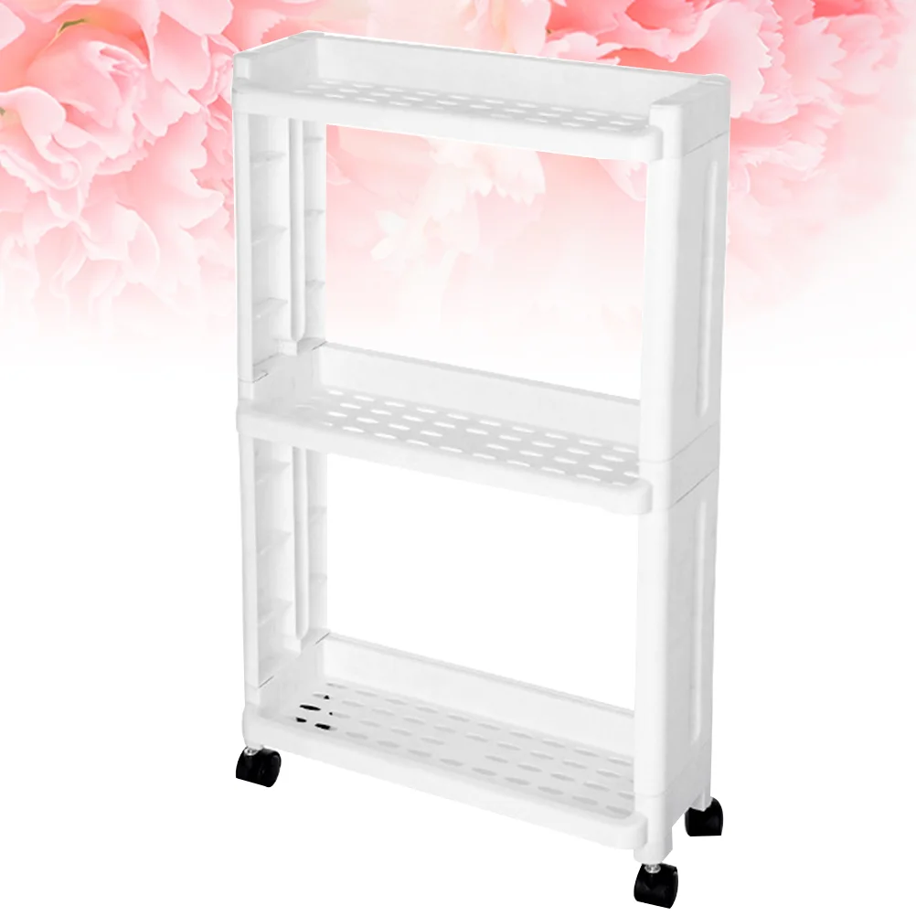 1PC 3-Tier Gap Storage Shelf Movable Slim Slide Out Tower Rack with Wheels for Home Kitchen (White) | Дом и сад