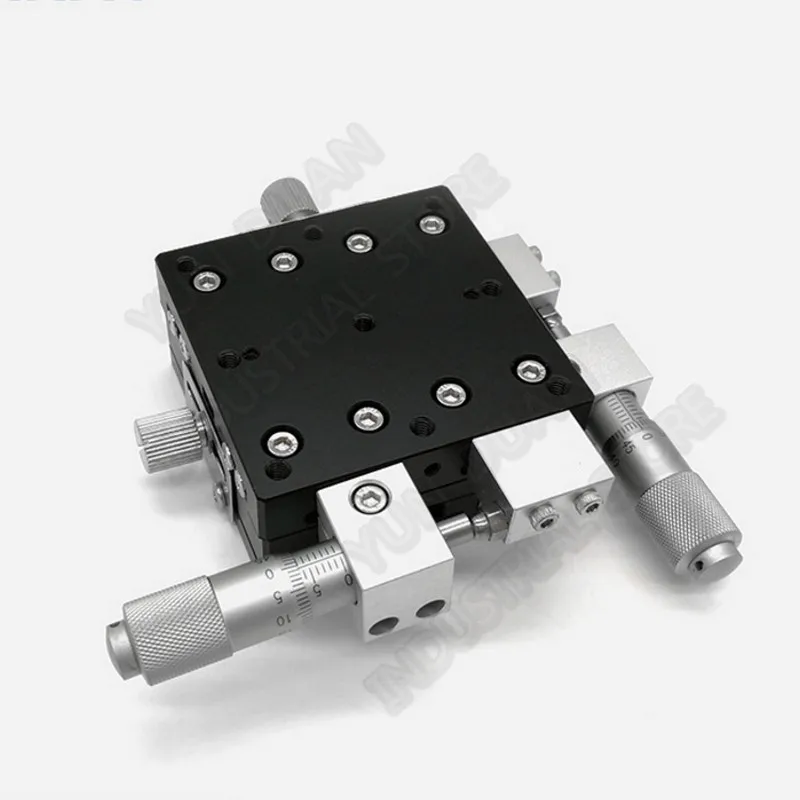 

XY Axis 60*60mm 2.5" Trimming Station Manual Displacement Platform Cross Roller Guide Way Linear Stage Sliding Table LY60-R