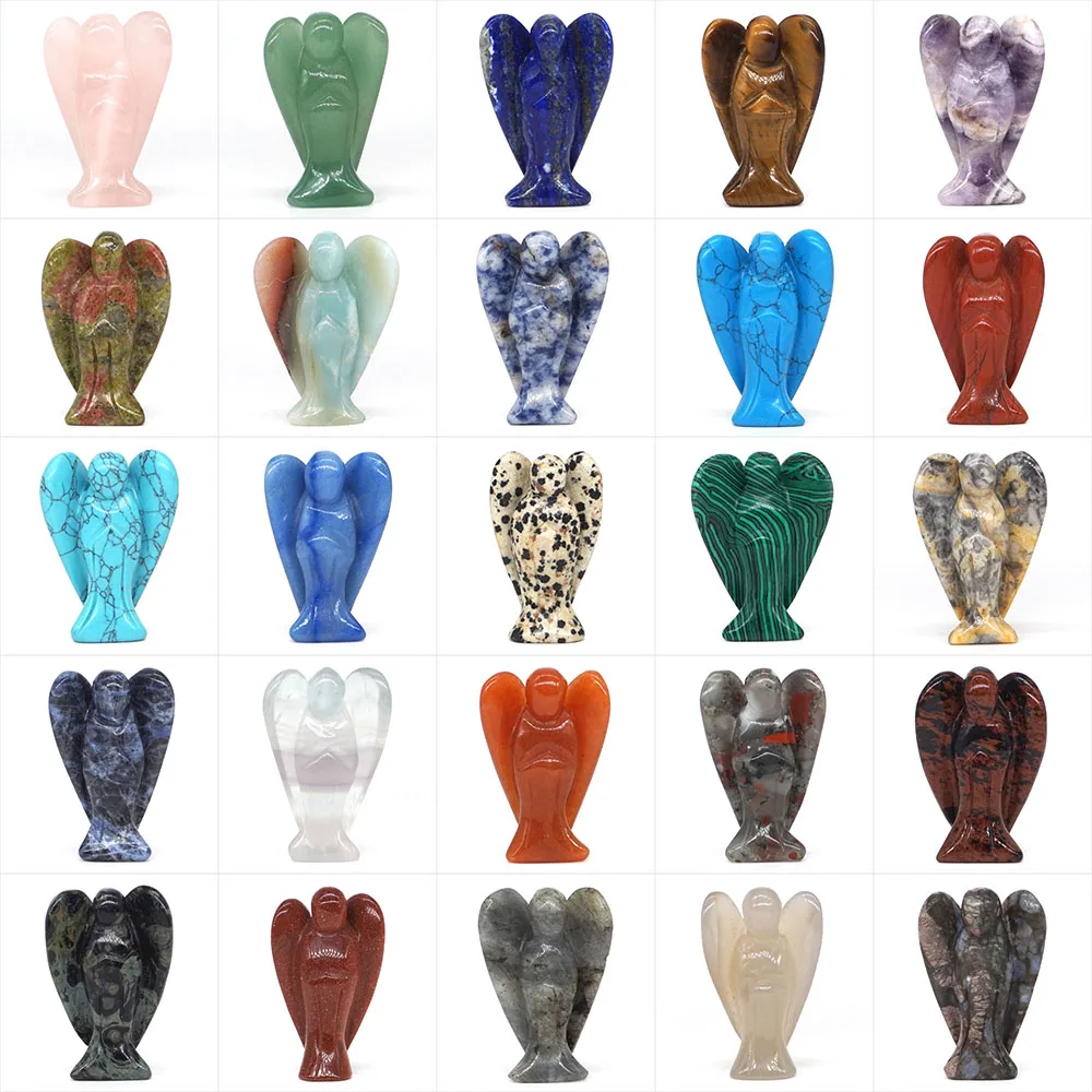 2" Angel Figurine Natural Gemstone Carved Crystal Reiki Healing Stone Lucky Crafts Home Room Desk Decoration Statue Gift 1pc 
2" Angel Figurine Natural Gemstone Carved Crystal Reiki Healing Stone Lucky Crafts Home Room Desk Decoration Statue Gift 1pc