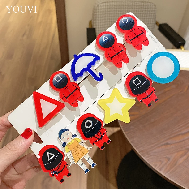 Squid Game Hair Clip Charms Hair Accessories for Girls Clips Round Six Cosplay Hair Pin Jewelry Women Kids Gift
Squid Game Hair Clip Charms Hair Accessories for Girls Clips Round Six Cosplay Hair Pin Jewelry Women Kids Gift