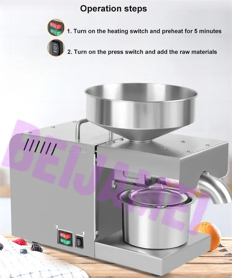 BEIJAMEI Automatic Cold Oil Press Machine Electric Sesame Peanuts Oil Presser Home Hemp Flax Seeds Oil Extraction
BEIJAMEI Automatic Cold Oil Press Machine Electric Sesame Peanuts Oil Presser Home Hemp Flax Seeds Oil Extraction