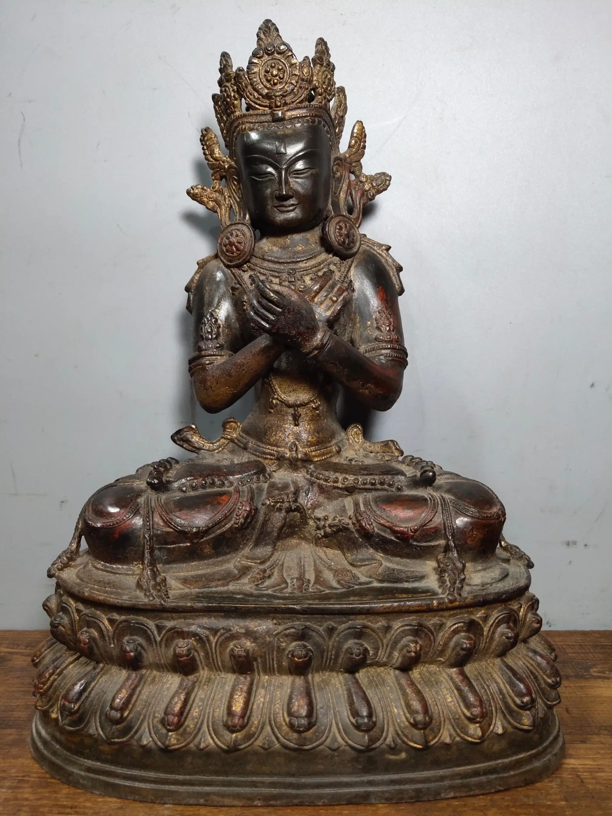 Home Decor 12" Tibet Buddhism Temple Old Bronze Cinnabars White Tara Guanyin Bodhisattva Avalokitesvara Amitabha Buddha Statue
Home Decor 12" Tibet Buddhism Temple Old Bronze Cinnabars White Tara Guanyin Bodhisattva Avalokitesvara Amitabha Buddha Statue