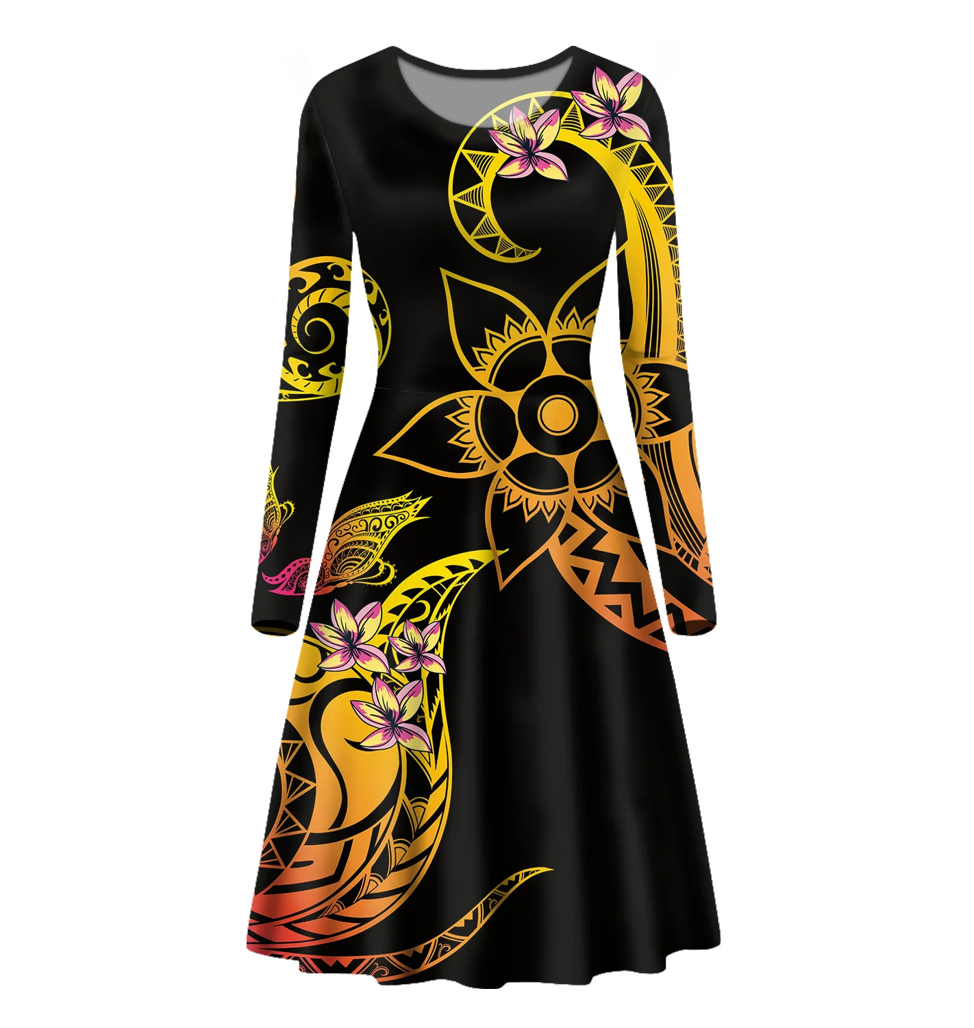 Polynesian Tribal Hawaii Frangipani Floral Printing Ladies Casual Dress O Neck Long Sleeve Autumn Long Banquet Party Skirt
Polynesian Tribal Hawaii Frangipani Floral Printing Ladies Casual Dress O Neck Long Sleeve Autumn Long Banquet Party Skirt