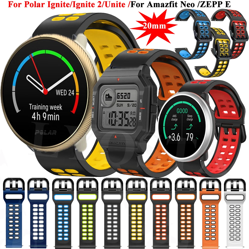 Ремешок для часов Polar Ignite/Ignite2/Unite, сменный силиконовый браслет для смарт-часов Xiaomi Amazfit Neo/ZEPP E, 20 мм
Ремешок для часов Polar Ignite/Ignite2/Unite, сменный силиконовый браслет для смарт-часов Xiaomi Amazfit Neo/ZEPP E, 20 мм