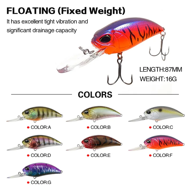 Fishing LureCRANK Floating Minnow Wobbler Crankbait Hard Lure 87mm 16g 7 Colors Artificial Lures Bass Pike Lure Pesca Tackle
Fishing LureCRANK Floating Minnow Wobbler Crankbait Hard Lure 87mm 16g 7 Colors Artificial Lures Bass Pike Lure Pesca Tackle
