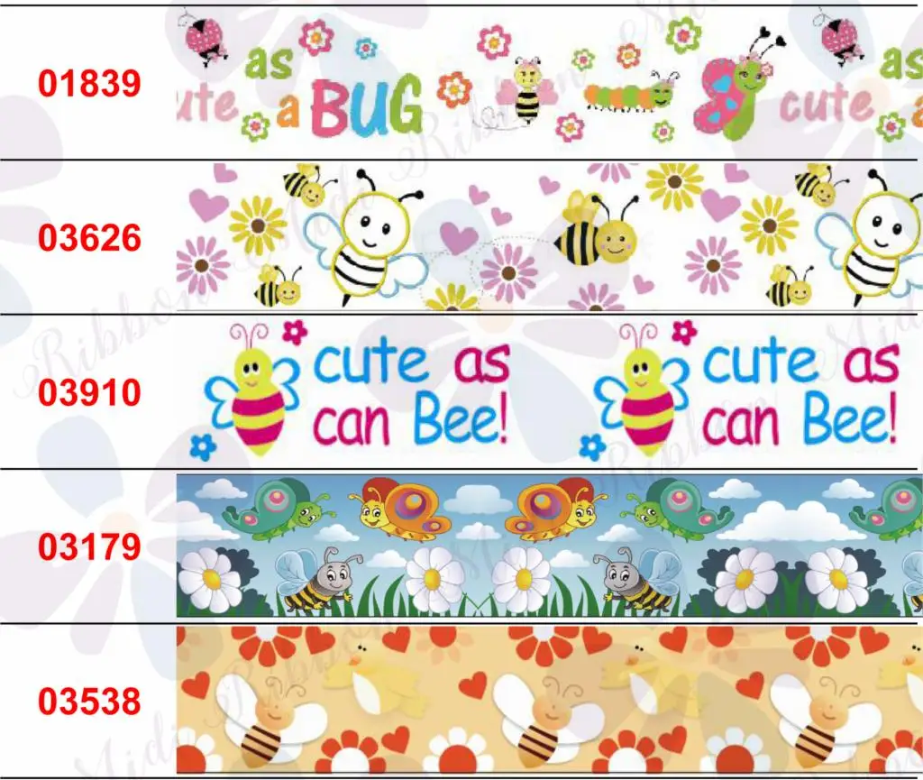 16mm-75mm Cartoon Bee Series Flower Heart Star Printed Grosgrain/Foe Ribbon DIY Party Decor Hair Bowknots 50yards/roll
16mm-75mm Cartoon Bee Series Flower Heart Star Printed Grosgrain/Foe Ribbon DIY Party Decor Hair Bowknots 50yards/roll