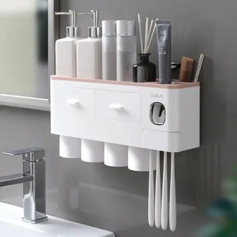 Bathroom Accessories Organizer Holder Set Toothbrush Holder Wall-Mount Automatic Toothpaste Dispenser Make-up Storage Rack
Bathroom Accessories Organizer Holder Set Toothbrush Holder Wall-Mount Automatic Toothpaste Dispenser Make-up Storage Rack