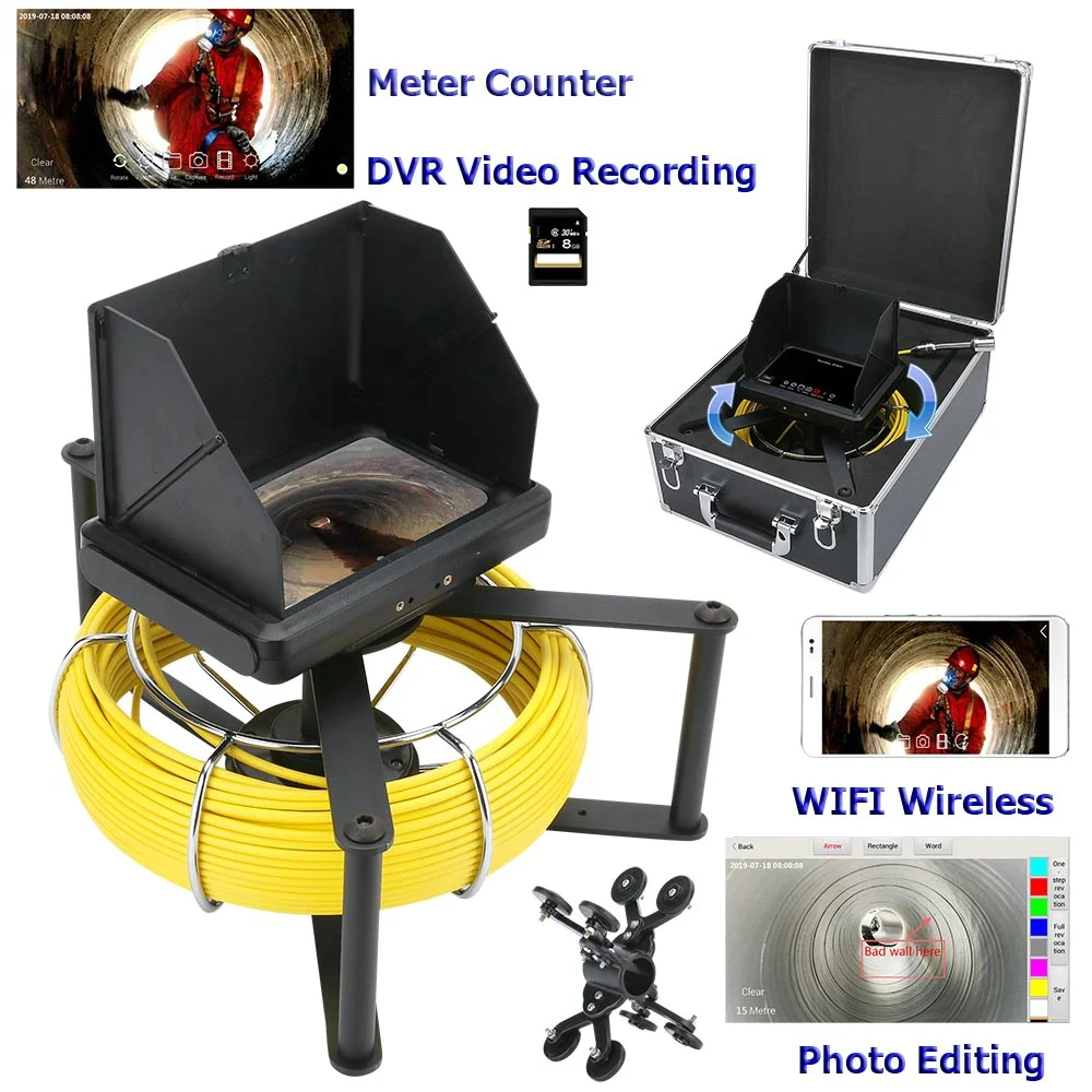 F9600A 10M F9600A 10M WIFI wireless DVR Video recording Industrial 7inch Touch screen Pipe Sewer Inspection with Meter Counter
F9600A 10M F9600A 10M WIFI wireless DVR Video recording Industrial 7inch Touch screen Pipe Sewer Inspection with Meter Counter