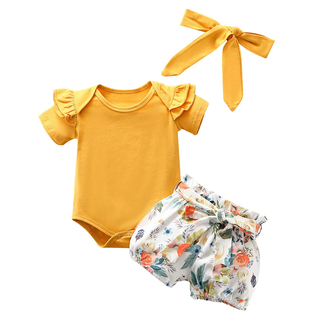 Newborn Baby Girls Ruffles Bodysuit Floral Shorts Bow Headband Sets 3pcs Toddler Girl Outfits Short Sleeve Jumpsuit Clothes
Newborn Baby Girls Ruffles Bodysuit Floral Shorts Bow Headband Sets 3pcs Toddler Girl Outfits Short Sleeve Jumpsuit Clothes