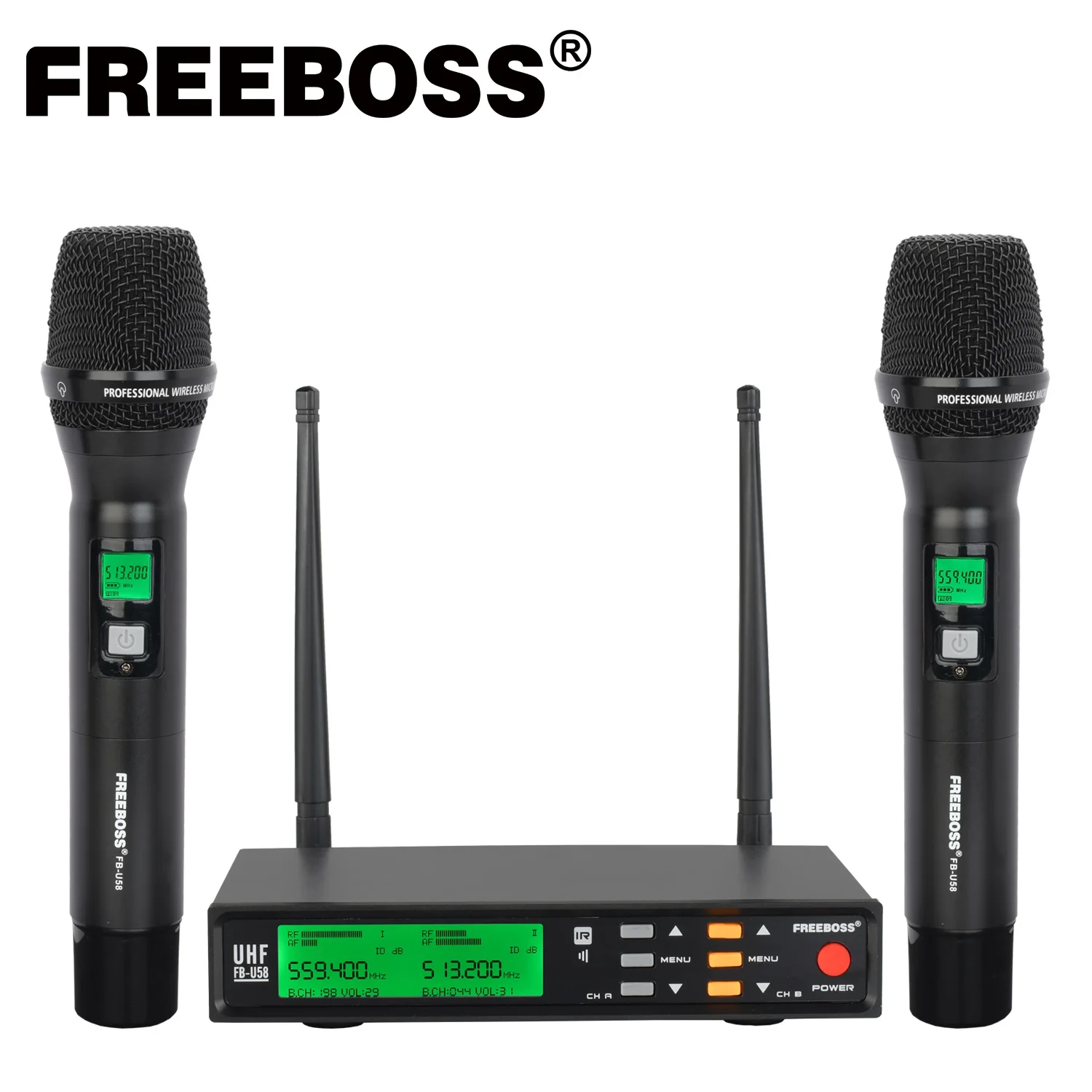 Микрофонная система Freeboss FB-U58 UHF металлическая портативная с регулируемой