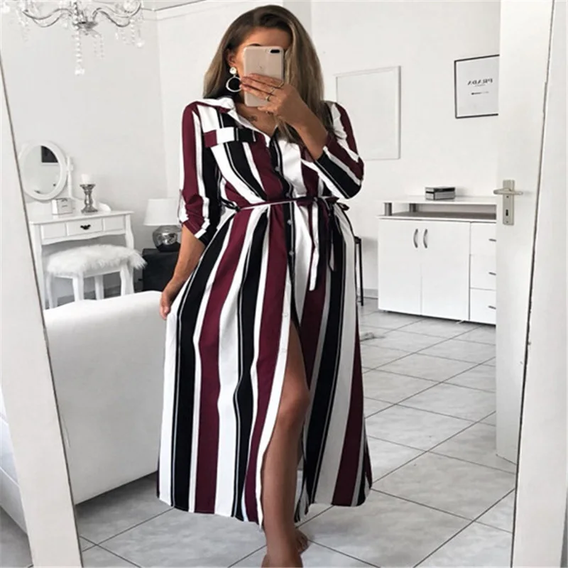 2022 Spring Oversized Women's Dress Long Sleeve Lace Up Stripe Dresses Female New Office Fashion Elegant Party Clothes Ladies
2022 Spring Oversized Women's Dress Long Sleeve Lace Up Stripe Dresses Female New Office Fashion Elegant Party Clothes Ladies