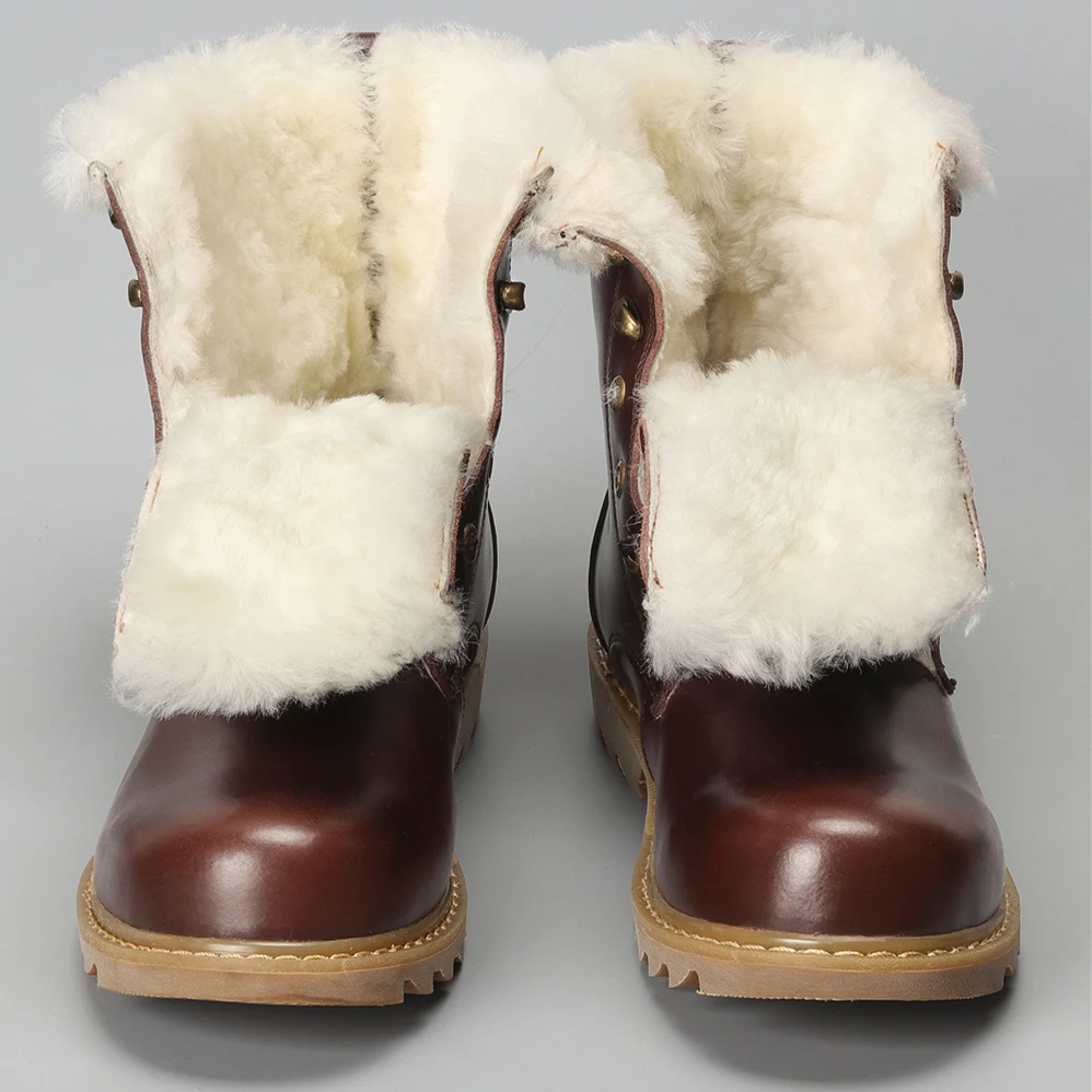 Зимние ботинки из натуральной шерсти Мужская теплая зимняя обувь коровьей кожи #