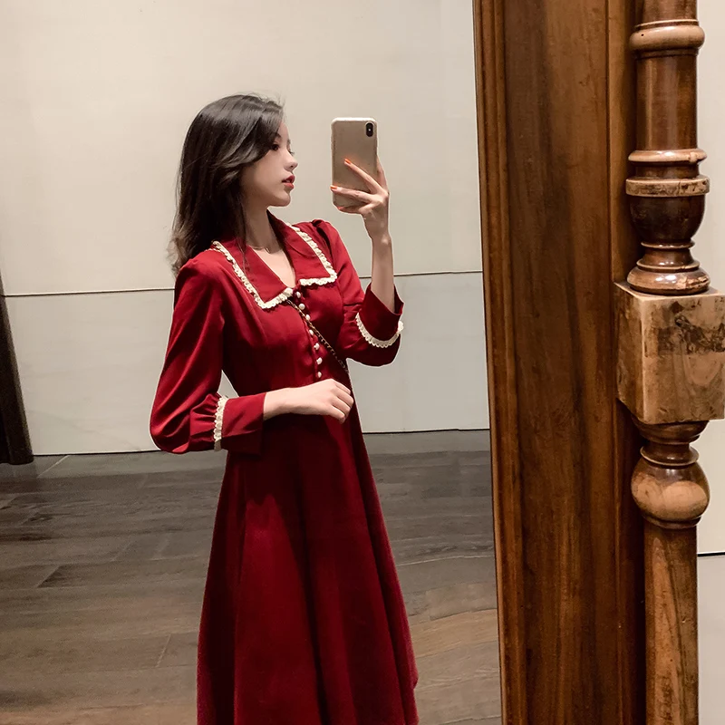 2020 New Style Spring Red WOMEN'S Dress Full Body Dress Fairy Immortal Series Elegant Goddess-Style Clothes