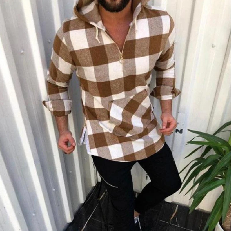 New Zip-up Shirt Tops Men Streetwear Autumn Men's Casual Hooded Shirts Fashion Plaid Printing Long Sleeve Loose Pullover Hoodie
New Zip-up Shirt Tops Men Streetwear Autumn Men's Casual Hooded Shirts Fashion Plaid Printing Long Sleeve Loose Pullover Hoodie