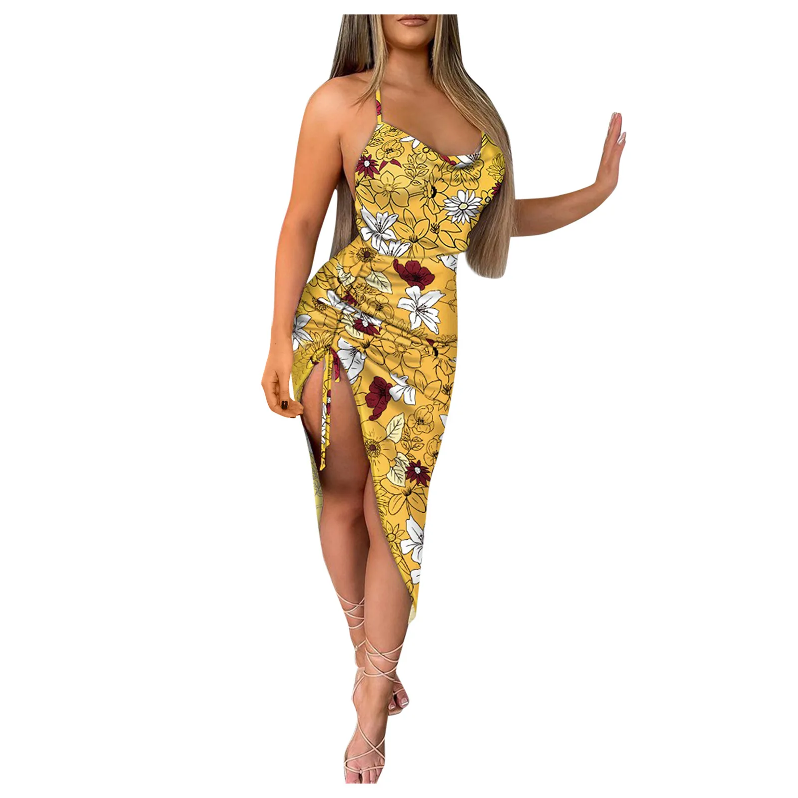 Sexy Women's Maxi Dress Summer Casual Floral Print High Waist Sleeveless Slit Halter Slim Bodycon Dress vestido#35
Sexy Women's Maxi Dress Summer Casual Floral Print High Waist Sleeveless Slit Halter Slim Bodycon Dress vestido#35