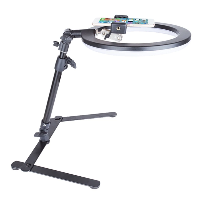 Mobile Phone High Angle Shotting Stand Desktop Ring Fill Light with Phone Holder and Remote Control Kit Live Broadcast Lamp R9CB
Mobile Phone High Angle Shotting Stand Desktop Ring Fill Light with Phone Holder and Remote Control Kit Live Broadcast Lamp R9CB
