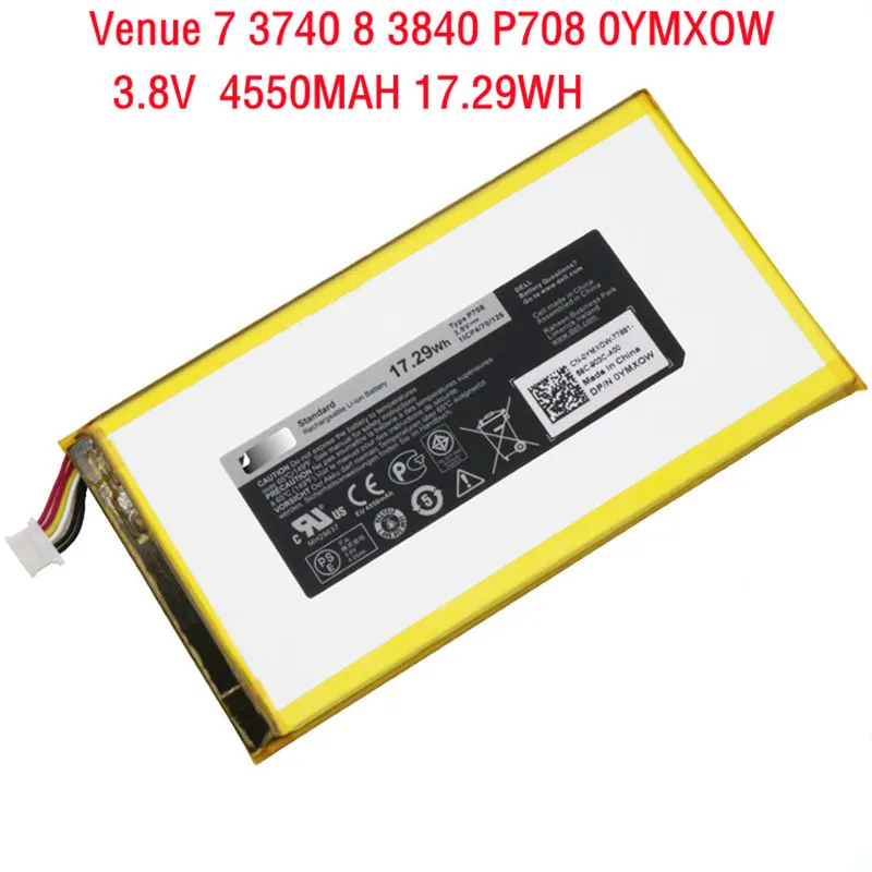3,8 в 3740 Вт/ч Новая батарея для планшета P708 для DELL Venue 7 3840 Venue 8 0ymxow
3,8 в 3740 Вт/ч Новая батарея для планшета P708 для DELL Venue 7 3840 Venue 8 0ymxow