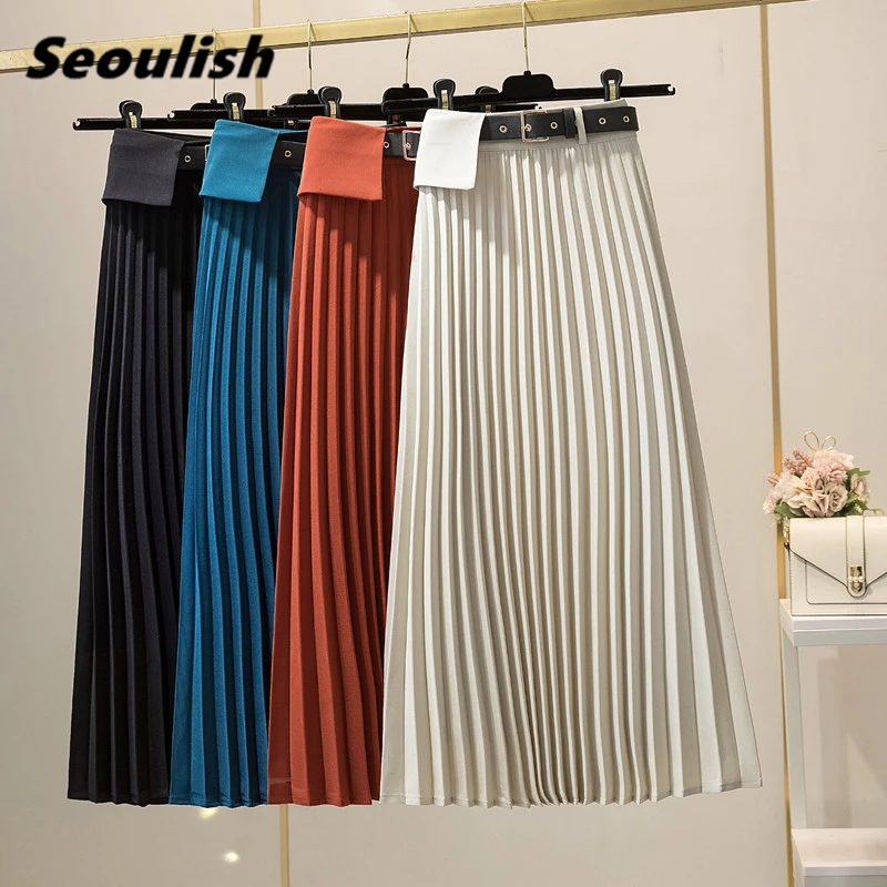 Seoulish Spring Summer 2021 New Women's Pleated Skirts with Belted High Waist Minimalism Elegant Office Female Midi Skirts Saia
Seoulish Spring Summer 2021 New Women's Pleated Skirts with Belted High Waist Minimalism Elegant Office Female Midi Skirts Saia