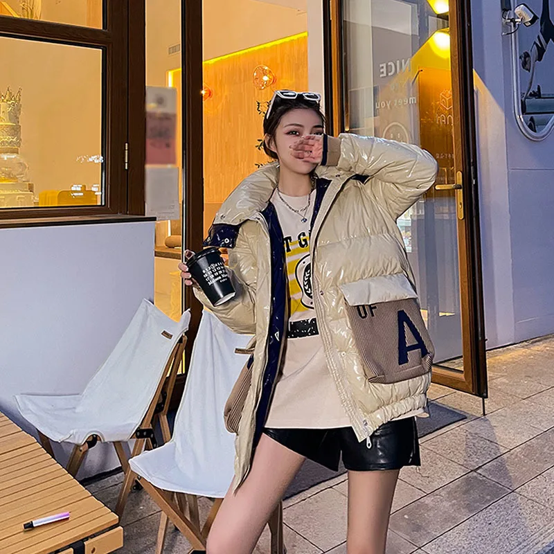 Fashion Letter Print Pocket Hooded Glossy Cotton Padded Jacket Winter Casual Long-sleeve Coffee Color Black Warm Cotton Parkas
Fashion Letter Print Pocket Hooded Glossy Cotton Padded Jacket Winter Casual Long-sleeve Coffee Color Black Warm Cotton Parkas