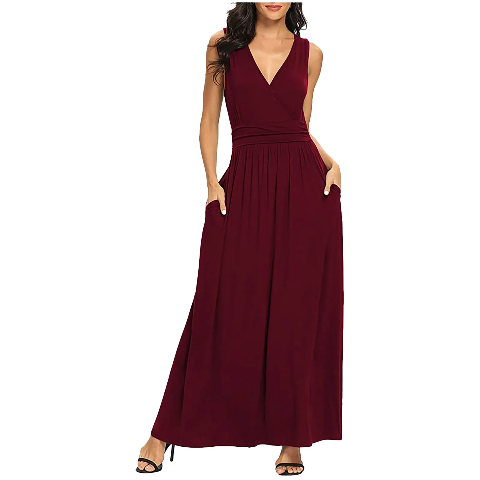 Fashion Women Casual Sleeveless V-Neck Solid Ladies Slim Long Dress Solid color waist short V-neck sleeveless long dress women's
Fashion Women Casual Sleeveless V-Neck Solid Ladies Slim Long Dress Solid color waist short V-neck sleeveless long dress women's