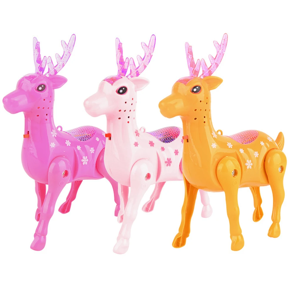Electric Walking Sika Deer Animal Toy with LED Music Leash Interactive Kids |
