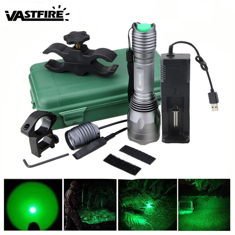 10000 Lumens LED Hunting Flashlight Tactical Green Gun Light+Remote Pressure Switch+18650 Battery+Rifle Scope Mount+Charger+Case
10000 Lumens LED Hunting Flashlight Tactical Green Gun Light+Remote Pressure Switch+18650 Battery+Rifle Scope Mount+Charger+Case