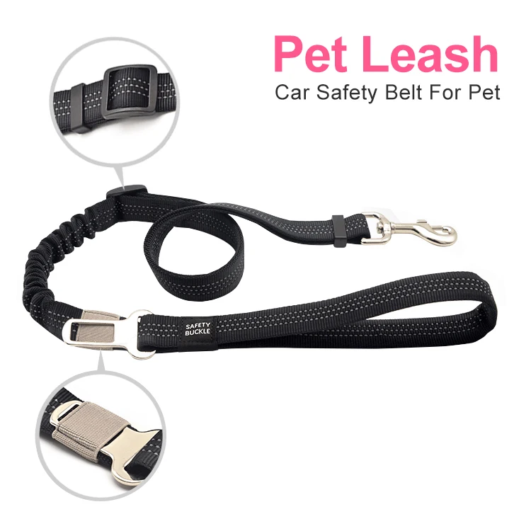 

Dogs Car Seat Belt Nylon Pet Leashes Reflective Elastic Big Dog Safety Leash Lever Harness Lead Clip Traction Pets Supplies