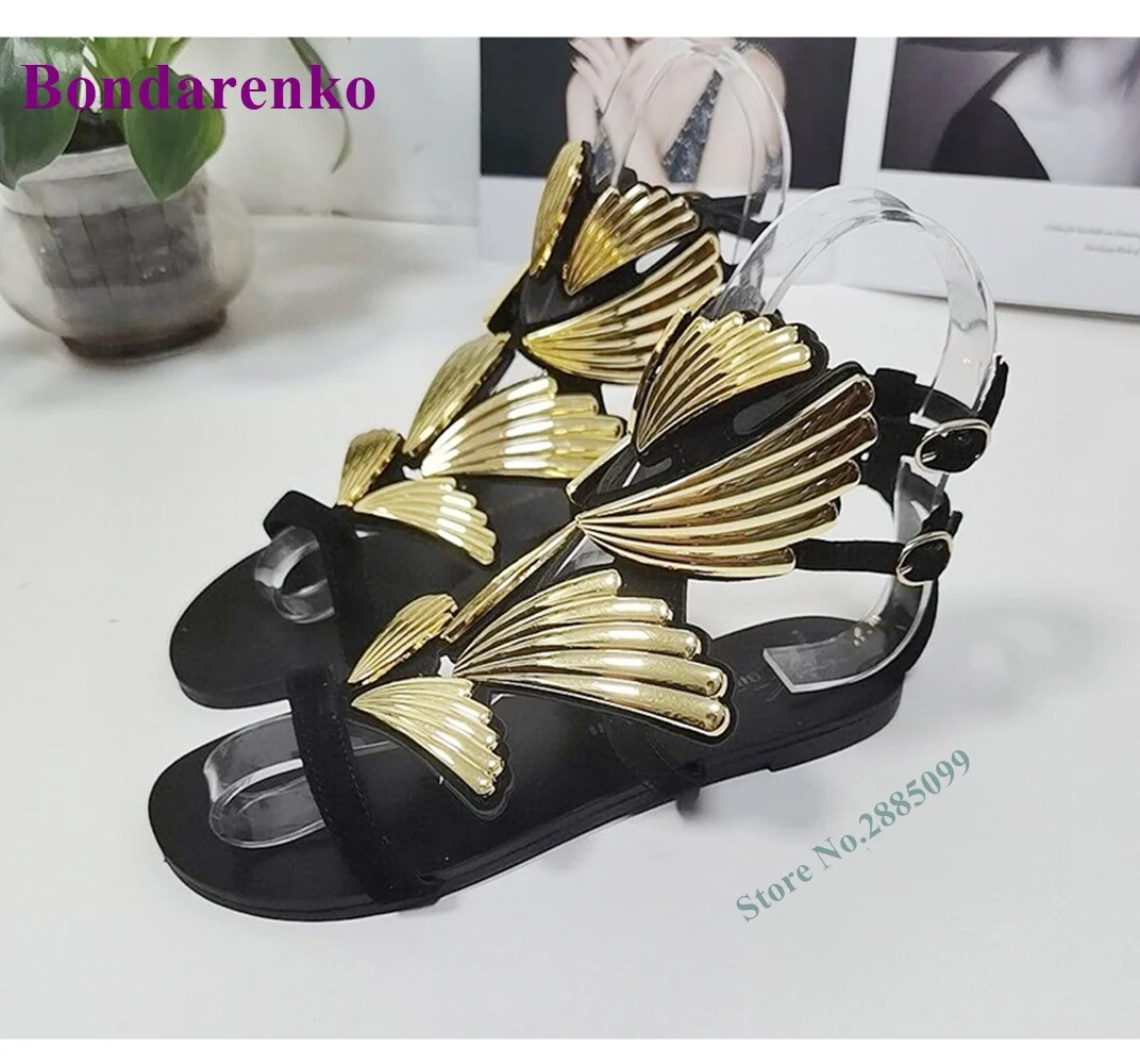 Angel Wings Metal Flat Sandals Cut Outs Open Toe Ankle Buckles Female Sandals Shoe Gold Decor Sexy Summer Women Party Dress Shoe
Angel Wings Metal Flat Sandals Cut Outs Open Toe Ankle Buckles Female Sandals Shoe Gold Decor Sexy Summer Women Party Dress Shoe