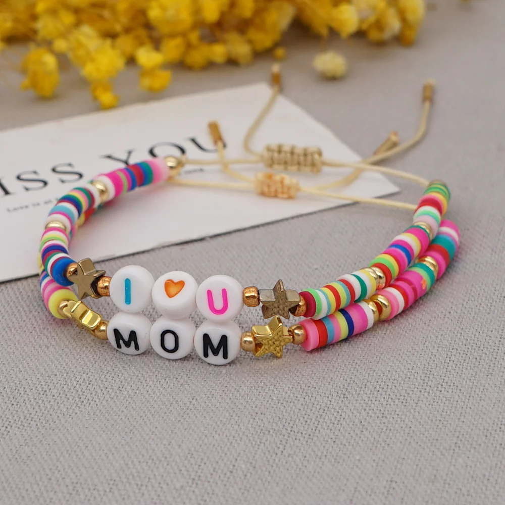 Boho Heishi Bracelets Polymer Clay Heishi Disc Beads Pulseras Letter MOM Star Summer Bracelet For Women 2021 Jewelry 
Boho Heishi Bracelets Polymer Clay Heishi Disc Beads Pulseras Letter MOM Star Summer Bracelet For Women 2021 Jewelry