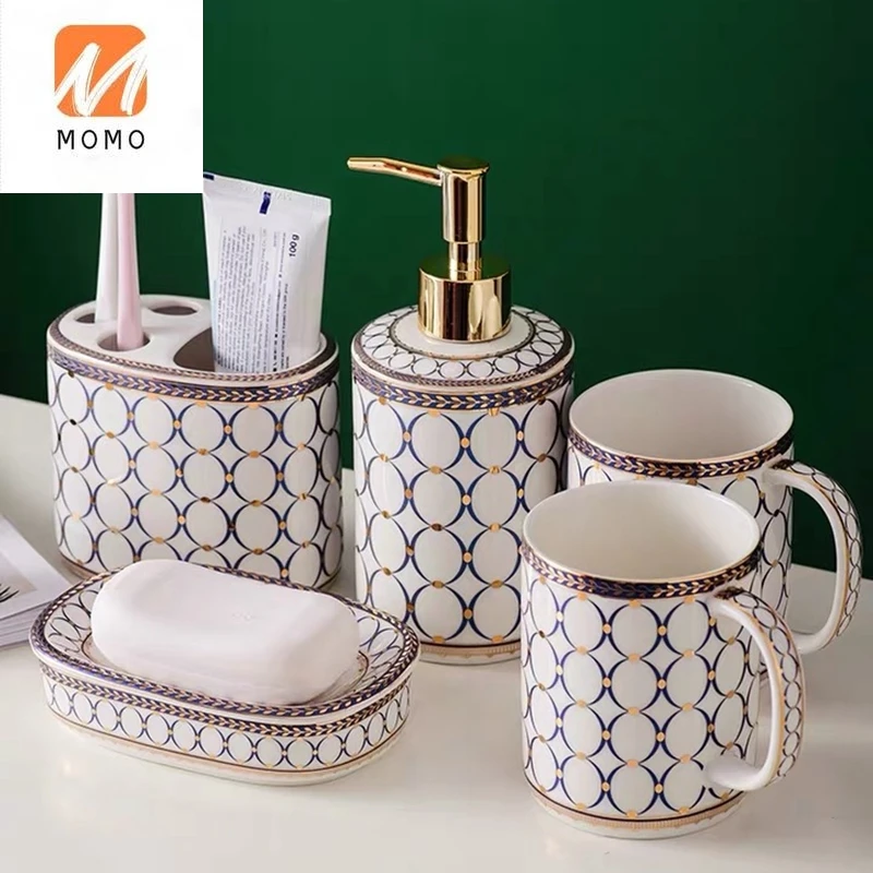 5pcs Luxury Ceramic Bathroom Set Hotel Wash Brush Cup Toothbrush Holder Liquid Soap Dispensers Soap Dishes
5pcs Luxury Ceramic Bathroom Set Hotel Wash Brush Cup Toothbrush Holder Liquid Soap Dispensers Soap Dishes
