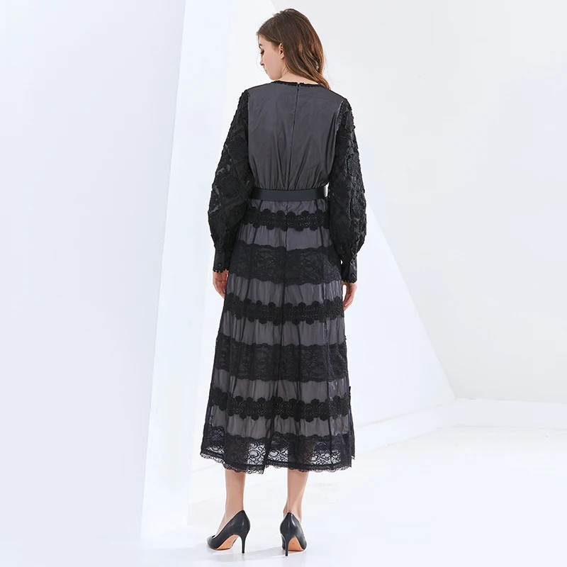 TWOTWINSTYLE Patchwork Lace OL Dress For Women O Neck Long Sleeve High Waist Sashes Midi Dresses Female Fashion New Clothing
TWOTWINSTYLE Patchwork Lace OL Dress For Women O Neck Long Sleeve High Waist Sashes Midi Dresses Female Fashion New Clothing