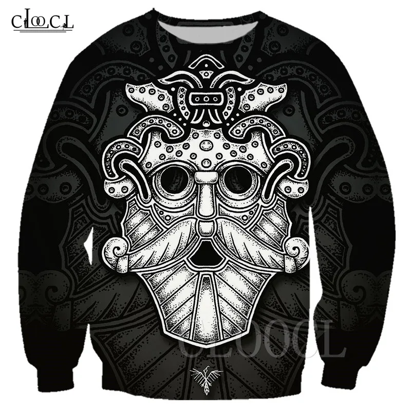 Новый большой мужской/женский мужской свитер Harajuku с круглым вырезом Viking Tattoo 3D