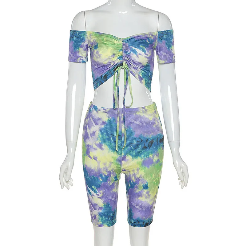 Echoine Summer Tie Dye Print Drawsting Crop Top Shorts Two Piece Set Short Sleeve Skinny Clubwear Streetwear Outfits Matching
Echoine Summer Tie Dye Print Drawsting Crop Top Shorts Two Piece Set Short Sleeve Skinny Clubwear Streetwear Outfits Matching