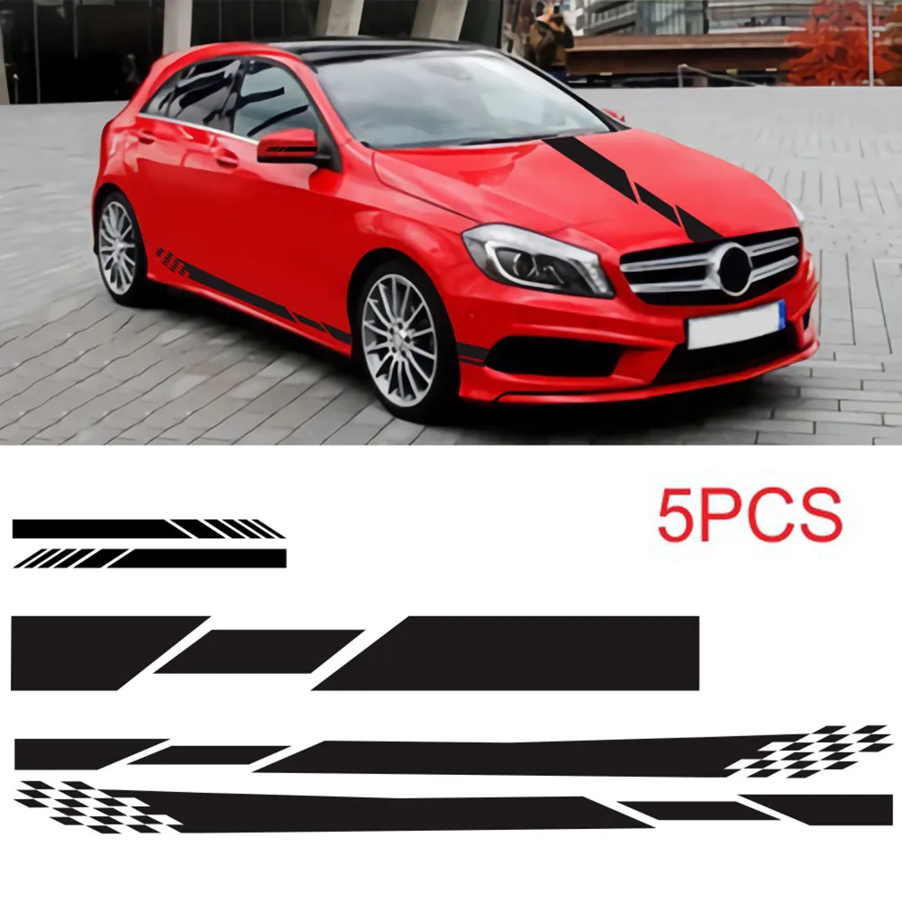 5pcs Car Stickers Accessories Car Side Body Door Racing Fade Resistant