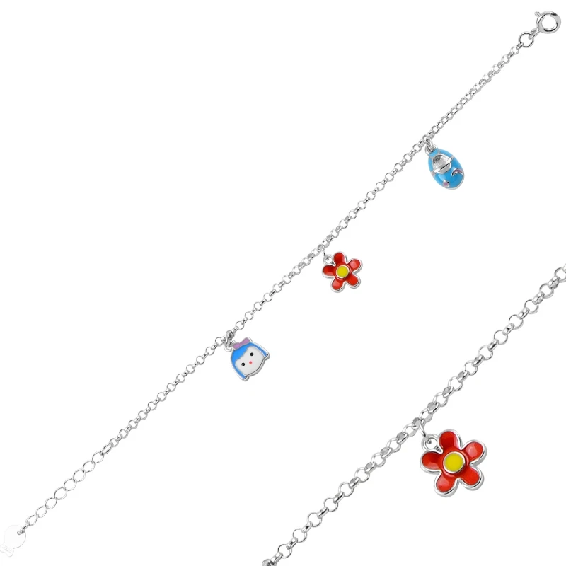 Silverlina Silver Dangle Enamel Bangle