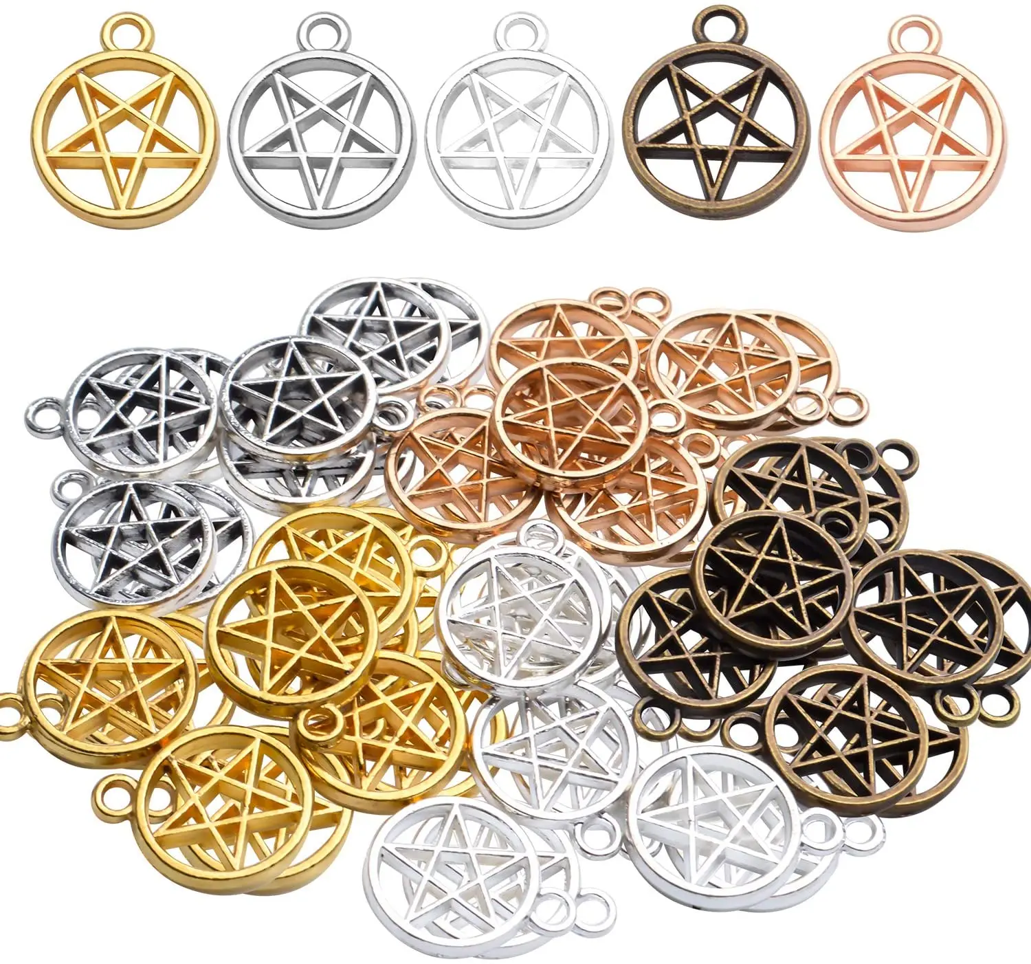 50pcs Vintage Pentagram Charms Round Pentacle Star Pendant Charms Jewelry Making Accessory for Necklace Bracelet Earring
50pcs Vintage Pentagram Charms Round Pentacle Star Pendant Charms Jewelry Making Accessory for Necklace Bracelet Earring