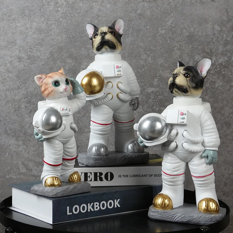 

Креативный астронавт в скандинавском стиле, кошка, собака, полимерные поделки, украшения для астронавта, мягкое украшение для дома, гостино...