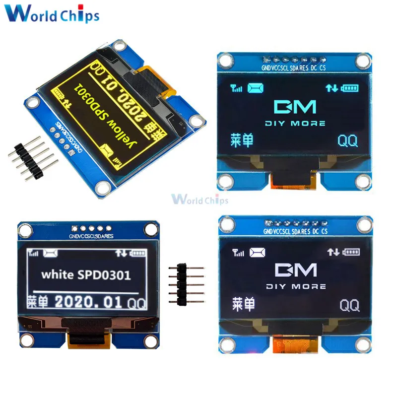 1 54 дюймов PM 5PIN / 7PIN Белый Синий Желтый OLED модуль IIC I2C интерфейс 128x64 экран дисплея