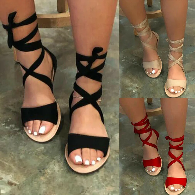 Hot Fashion Women Strappy Sandals Flat Solid Color Lace Up Summer Beach Casual Shoes
Hot Fashion Women Strappy Sandals Flat Solid Color Lace Up Summer Beach Casual Shoes
