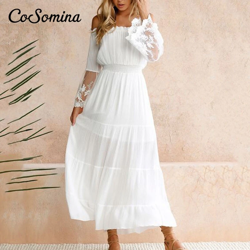 CoSomina Elegant Slash Neck Women Chiffon Long Dress Lace Embroidery Sleeve Female Midi Dress Elastic High Waist Party Dress
CoSomina Elegant Slash Neck Women Chiffon Long Dress Lace Embroidery Sleeve Female Midi Dress Elastic High Waist Party Dress