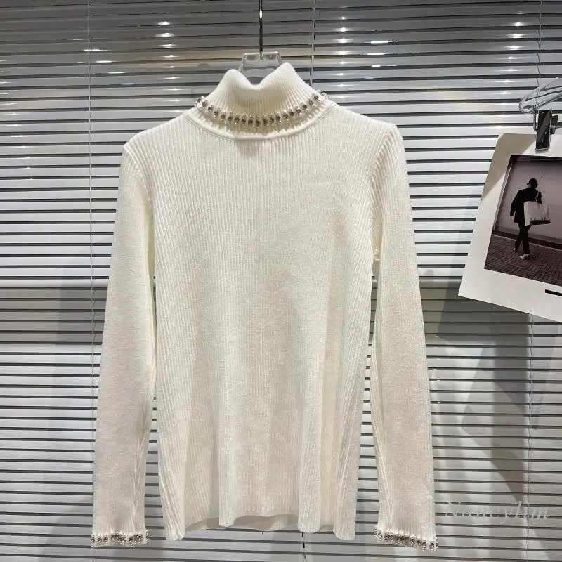 Pull Sweater Women Winter Clothes New Rhinestone Beaded Turtleneck Bottoming Top Female Knitwear Solid Color Casua All-Match
Pull Sweater Women Winter Clothes New Rhinestone Beaded Turtleneck Bottoming Top Female Knitwear Solid Color Casua All-Match