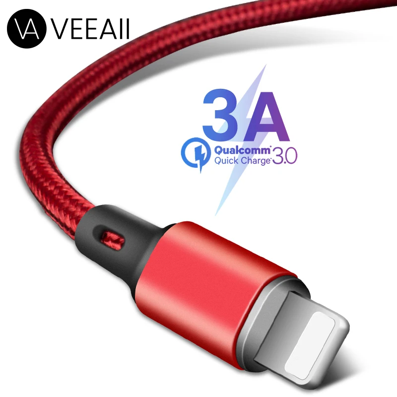 VEEAII 3A USB кабель для Iphone 11pro X XR XS MAX 7 8 Plus SE Ipad зарядки данных 1 м 2 0 25 провод мобильного