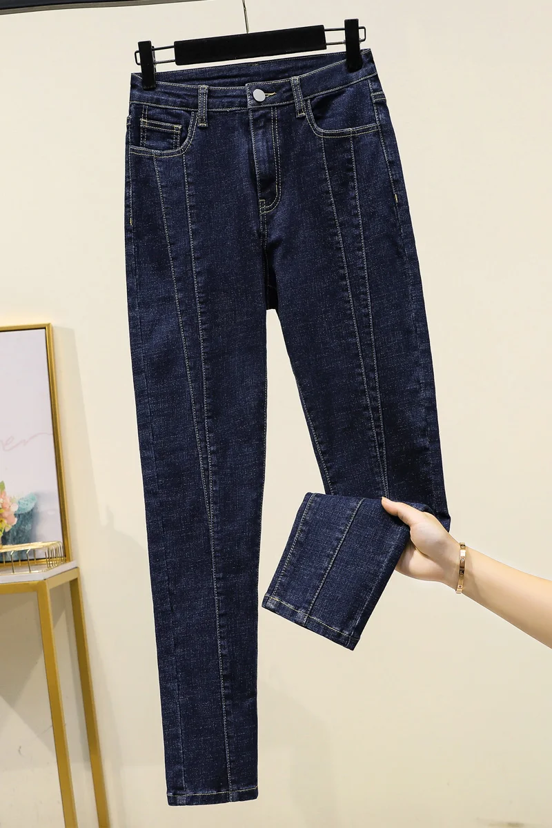 Elasticity Dark Blue Full Length Denim Pencil Pants Jeans Woman High Waist Plus Size Skinny Softener Splice
Elasticity Dark Blue Full Length Denim Pencil Pants Jeans Woman High Waist Plus Size Skinny Softener Splice