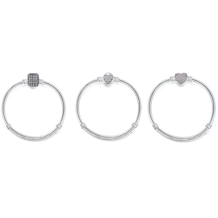 925 Sterling Silver Pink Color Charm Basic Bracelets For Women Crystal Clip Snake Chain Bracelet For Women Wedding Jewlery
925 Sterling Silver Pink Color Charm Basic Bracelets For Women Crystal Clip Snake Chain Bracelet For Women Wedding Jewlery